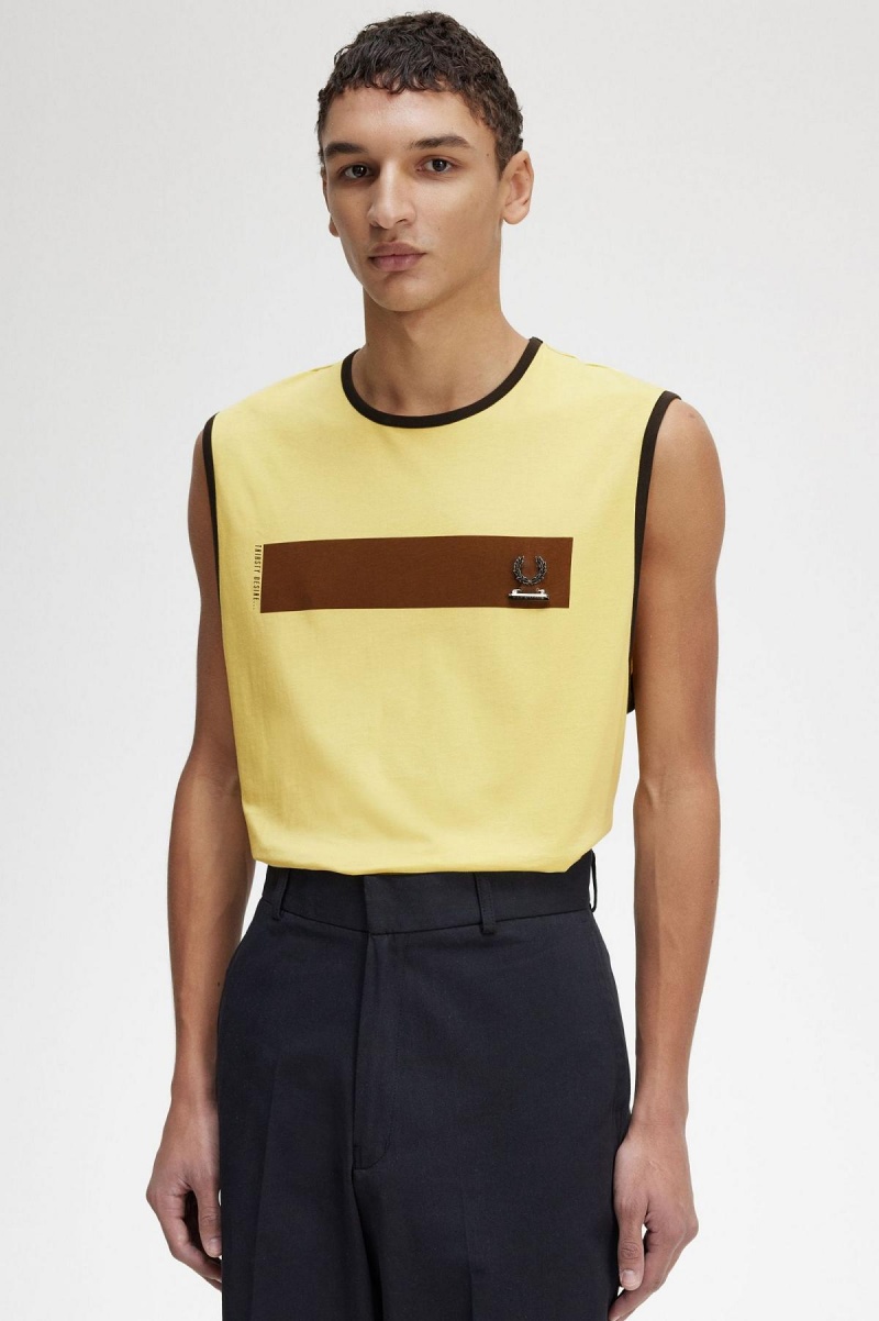 Fred Perry Printed Vest T-shirts Herren Dirty Lime | SCHNY60235