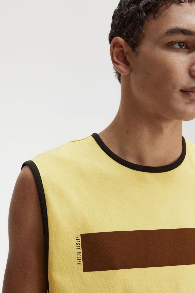 Fred Perry Printed Vest T-shirts Herren Dirty Lime | SCHNY60235