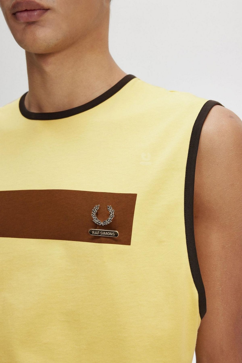 Fred Perry Printed Vest T-shirts Herren Dirty Lime | SCHNY60235