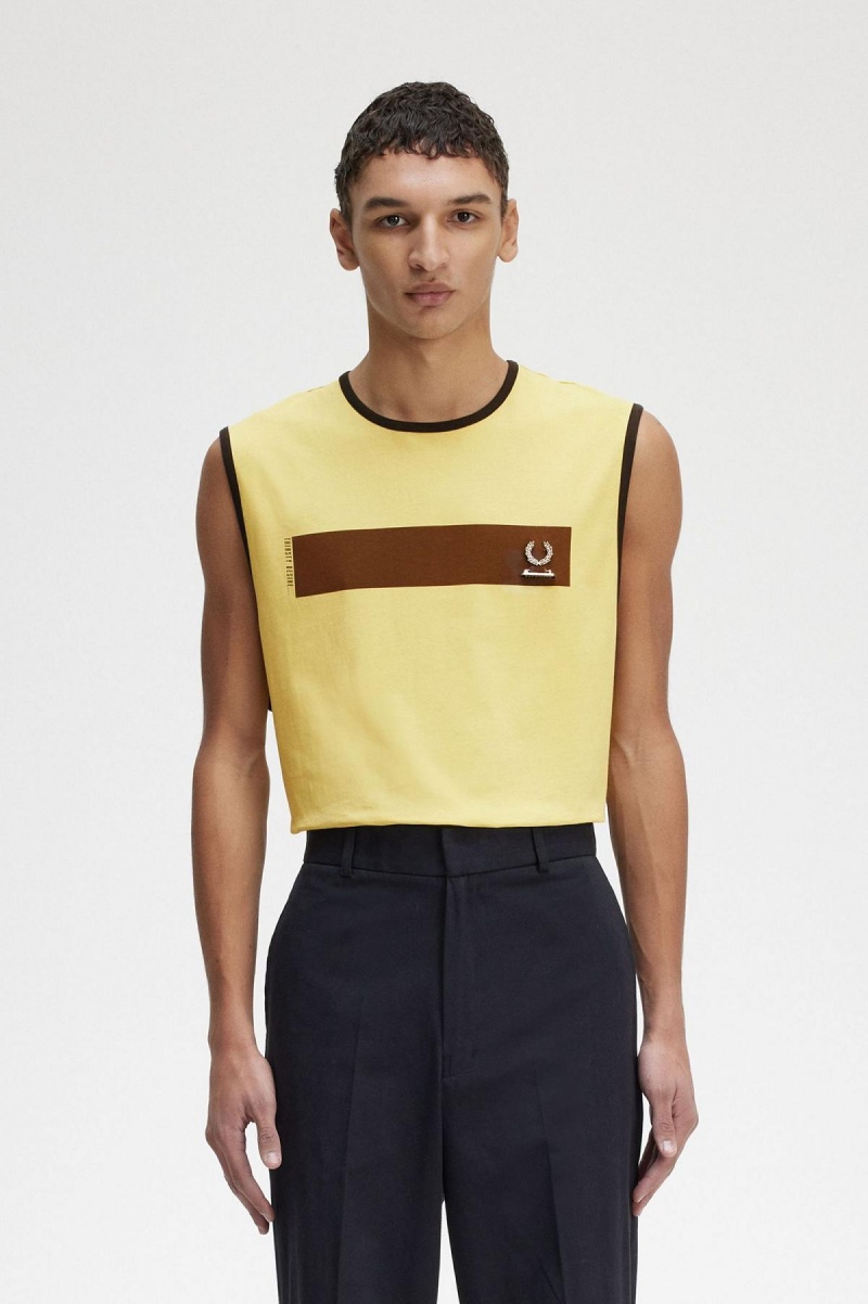 Fred Perry Printed Vest T-shirts Herren Dirty Lime | SCHNY60235