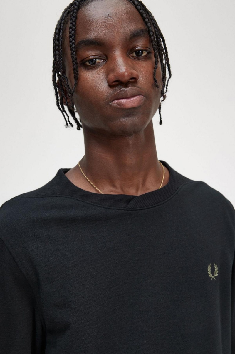 Fred Perry Rib Detail Sweatshirts Herren Schwarz | YCHVQ30073