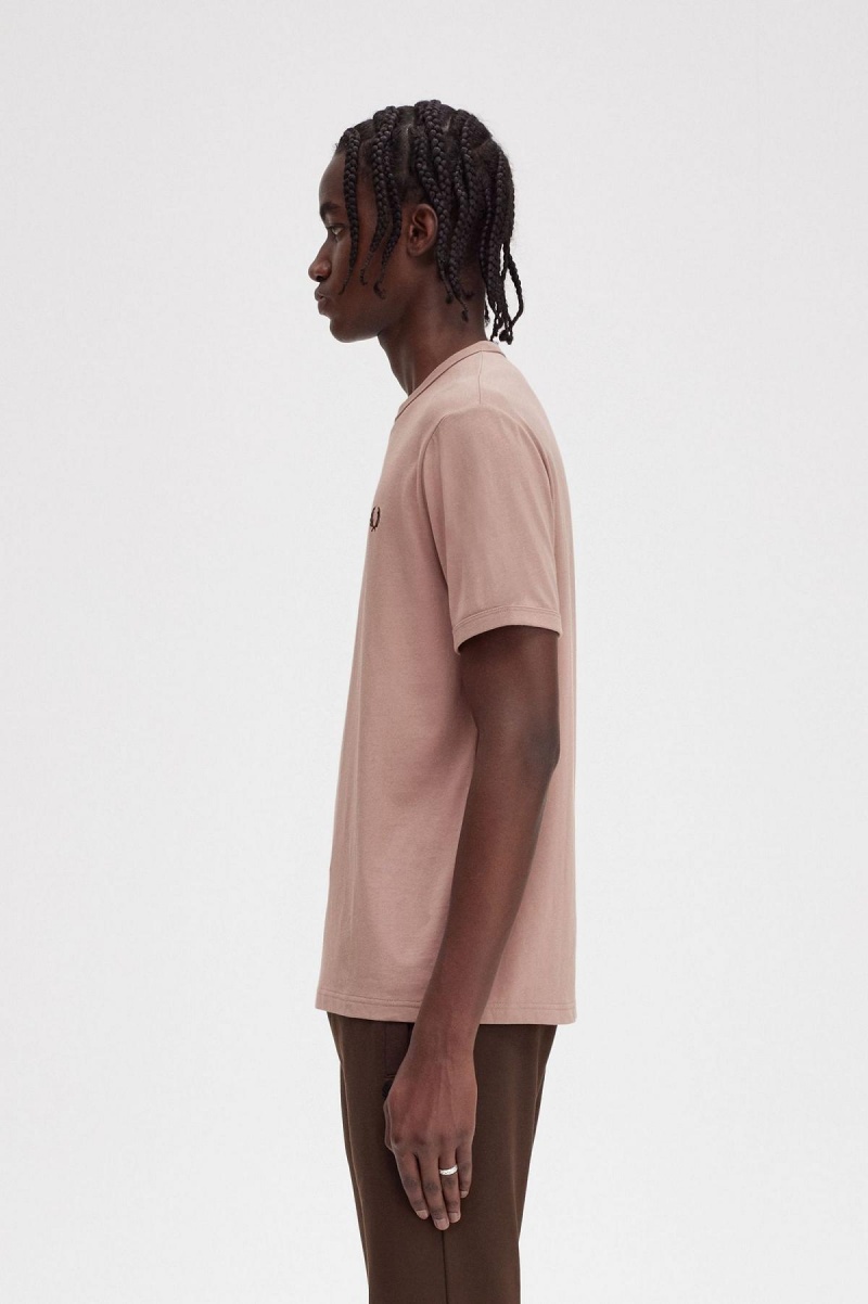 Fred Perry Ringer T-shirts Herren Dunkelrosa | CHQAV50686
