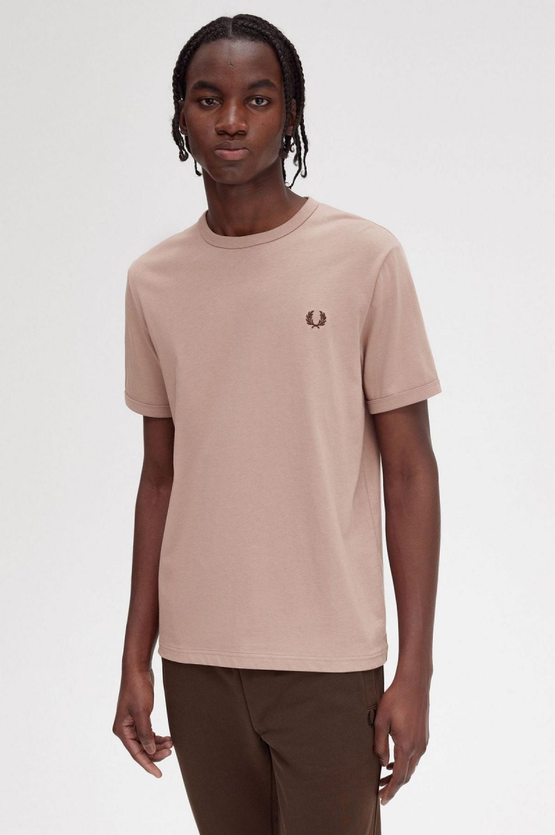 Fred Perry Ringer T-shirts Herren Dunkelrosa | CHQAV50686