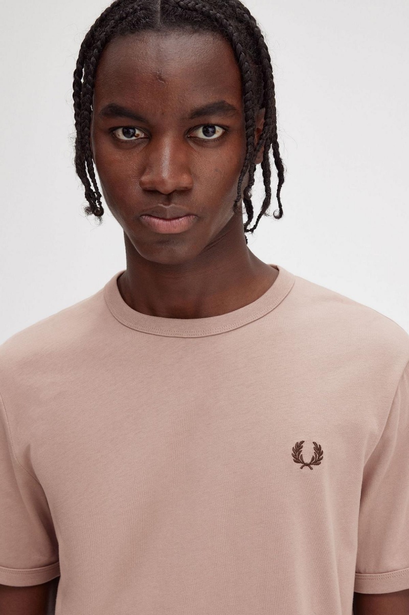 Fred Perry Ringer T-shirts Herren Dunkelrosa | CHQAV50686