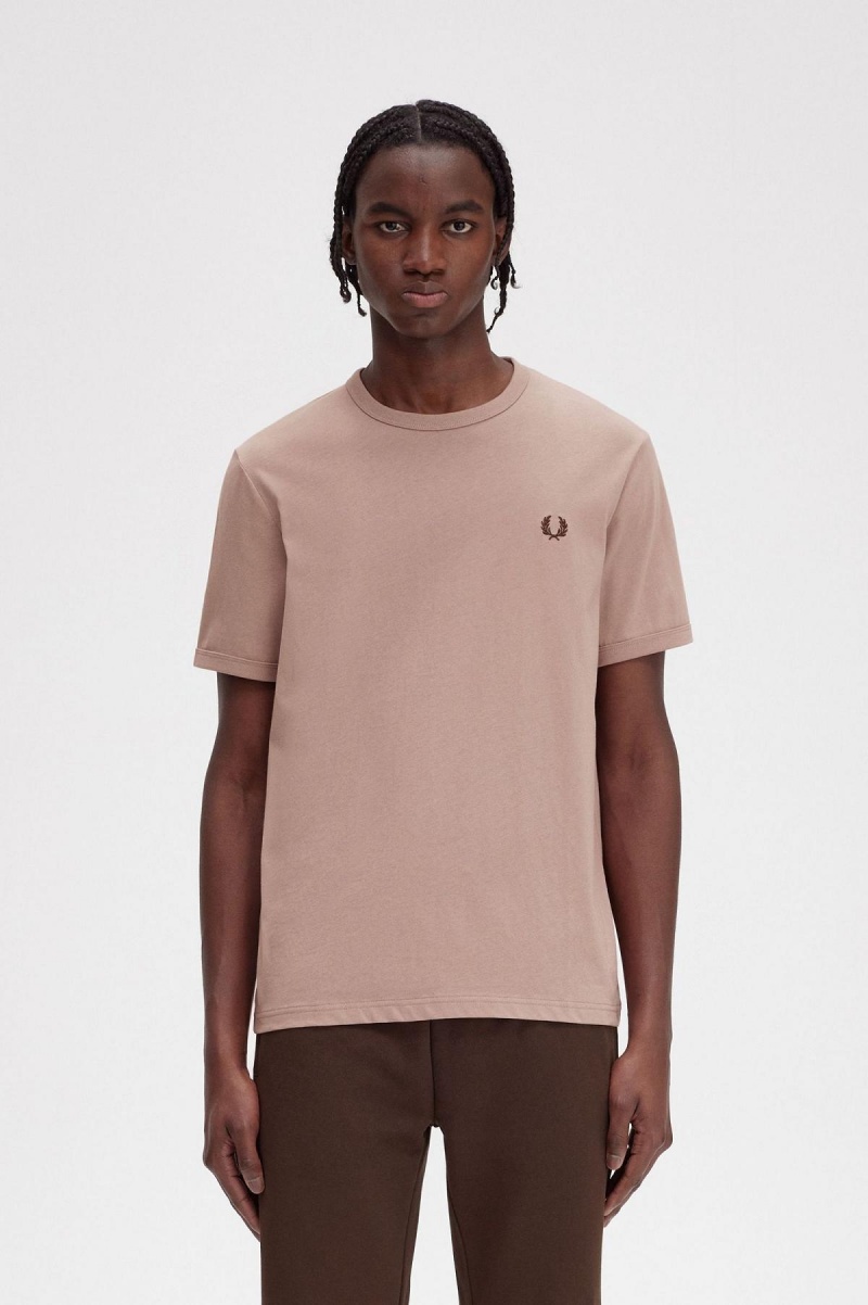 Fred Perry Ringer T-shirts Herren Dunkelrosa | CHQAV50686