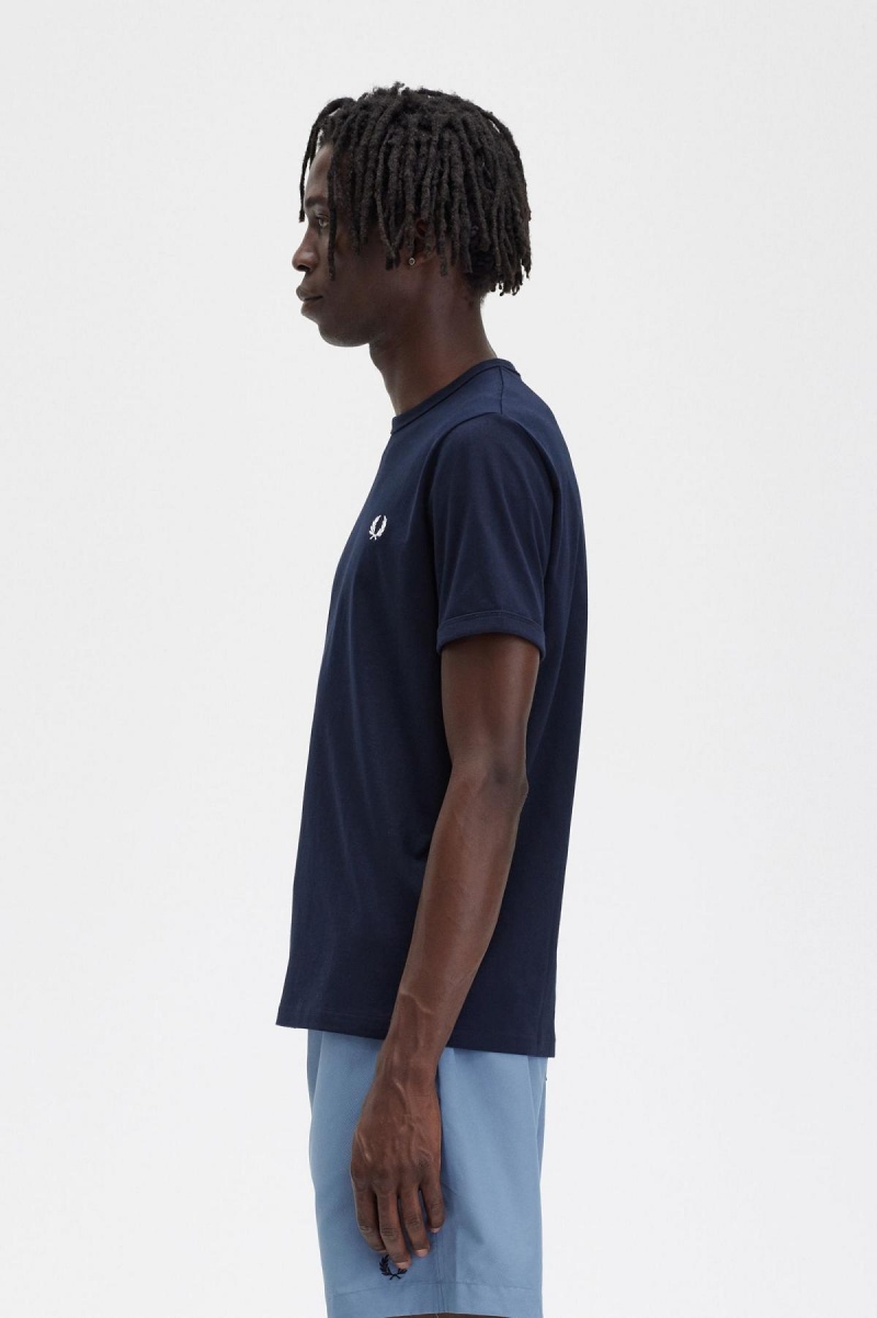 Fred Perry Ringer T-shirts Herren Navy | TCHWZ95729