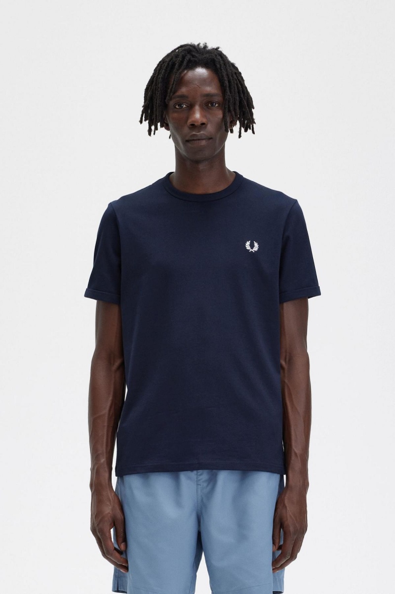 Fred Perry Ringer T-shirts Herren Navy | TCHWZ95729