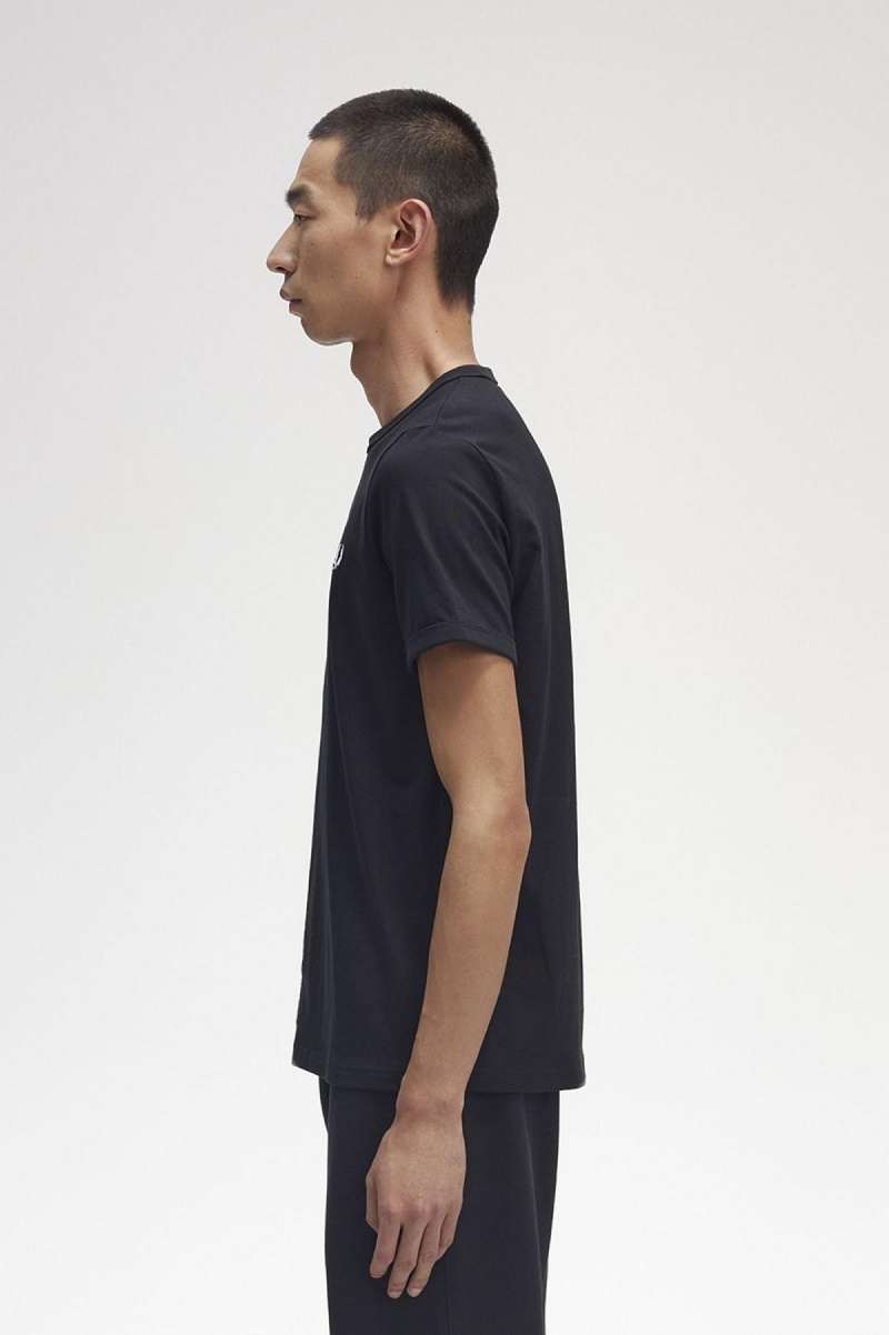 Fred Perry Ringer T-shirts Herren Schwarz | CHICD97678