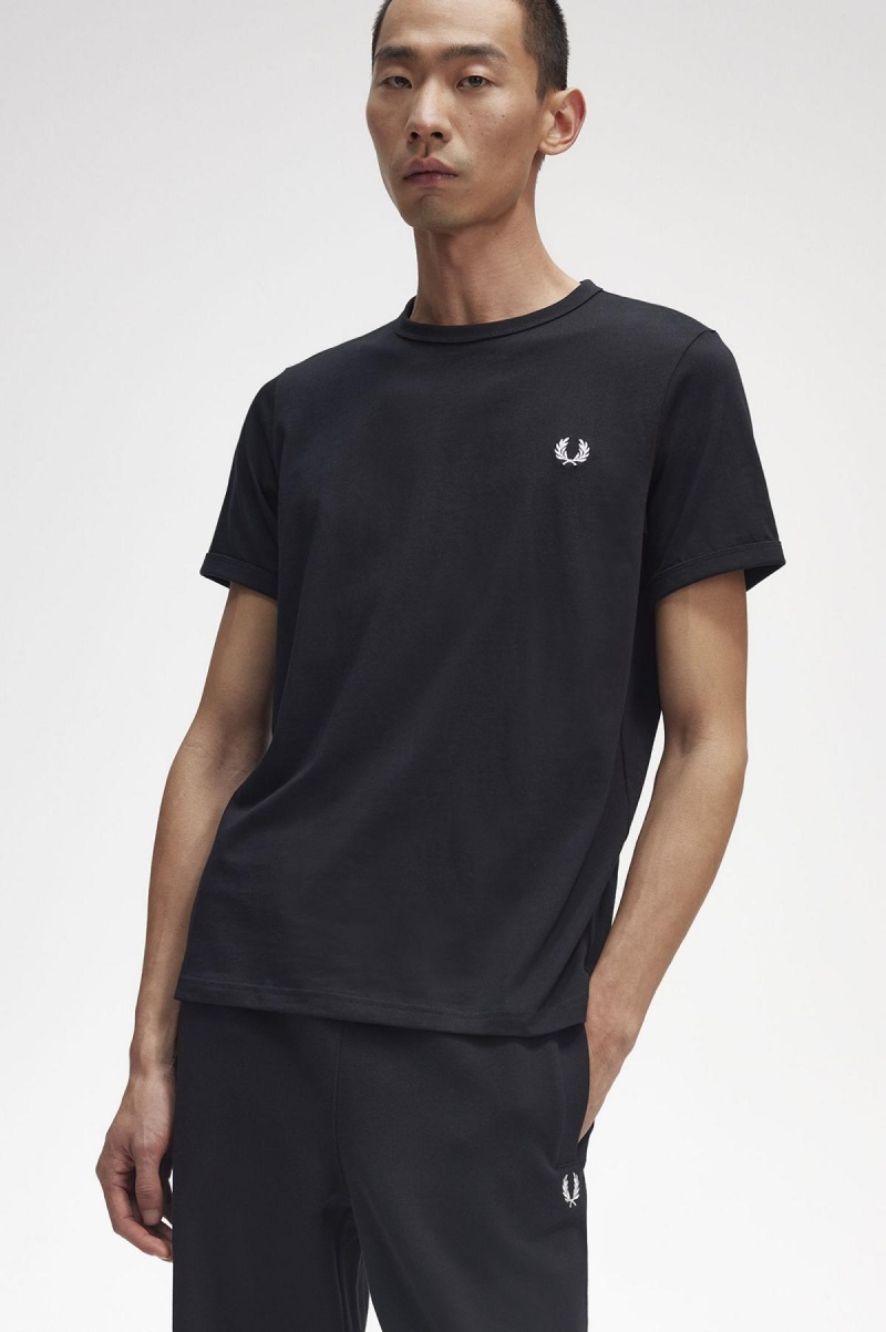 Fred Perry Ringer T-shirts Herren Schwarz | CHICD97678