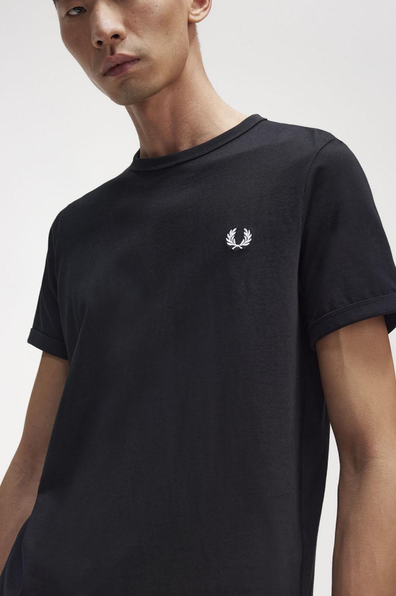Fred Perry Ringer T-shirts Herren Schwarz | CHICD97678
