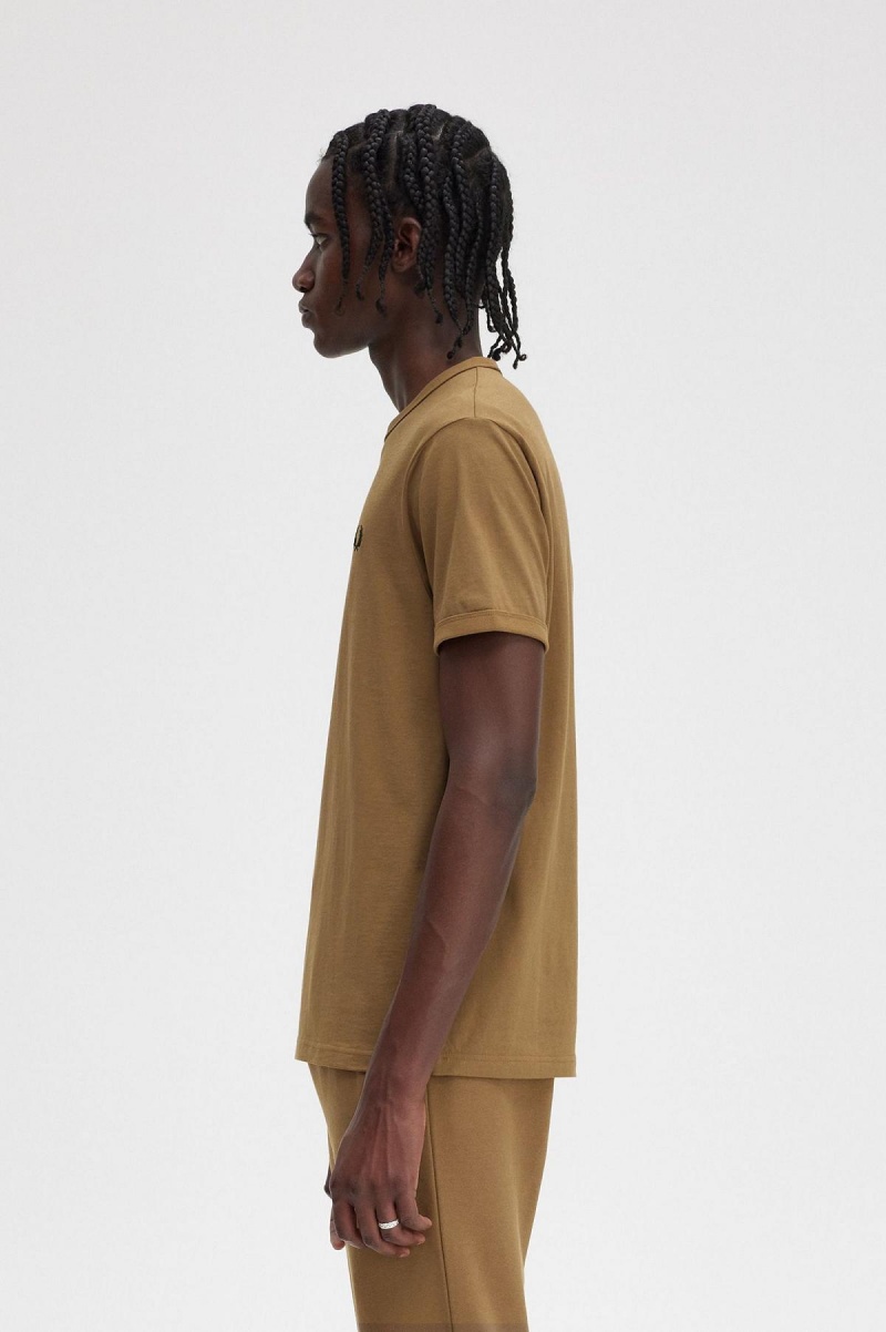 Fred Perry Ringer T-shirts Herren Shaded Stone | ECHVG99683