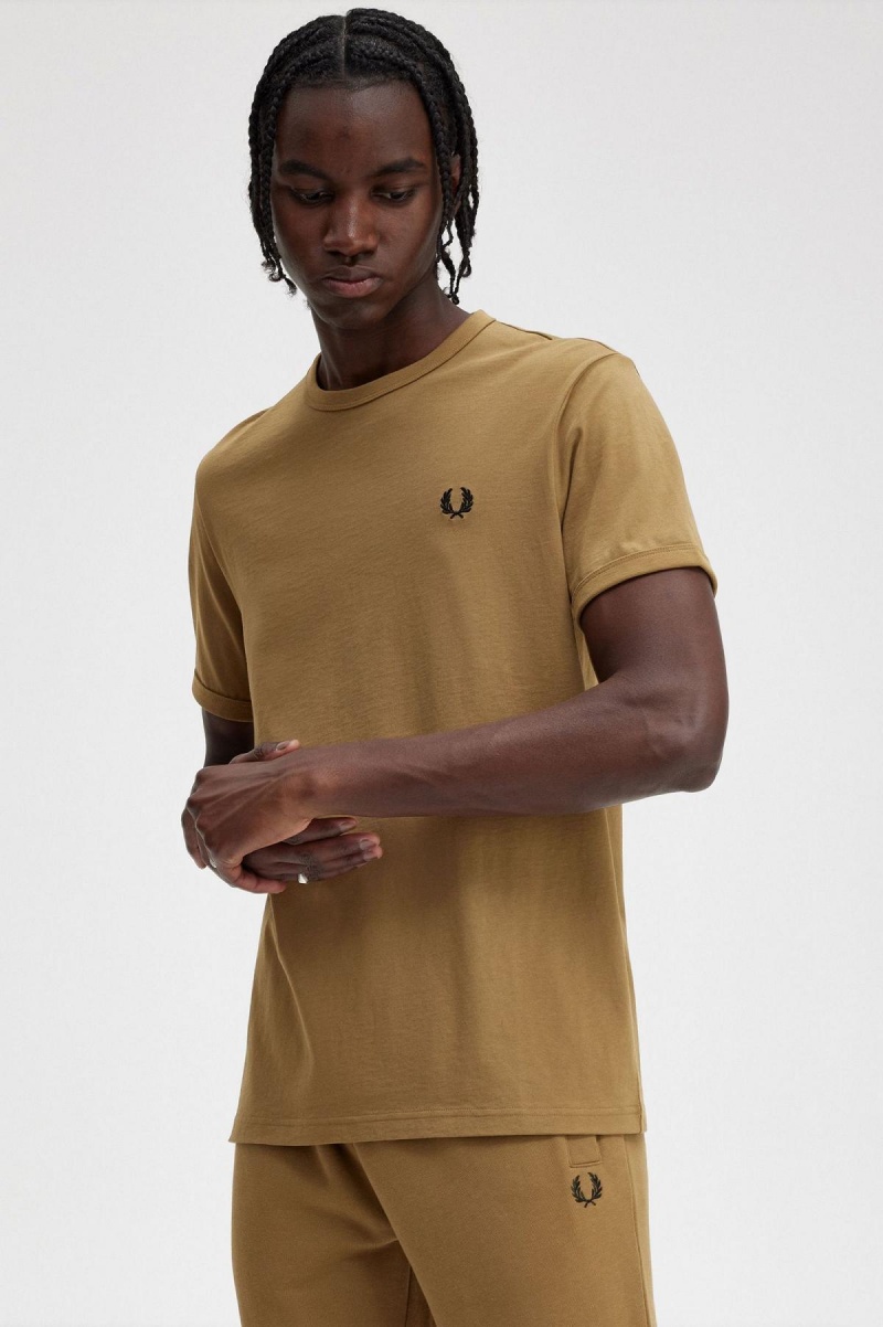 Fred Perry Ringer T-shirts Herren Shaded Stone | ECHVG99683