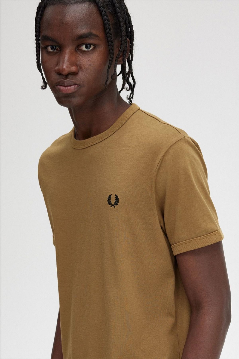 Fred Perry Ringer T-shirts Herren Shaded Stone | ECHVG99683