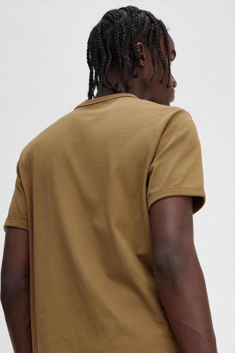 Fred Perry Ringer T-shirts Herren Shaded Stone | ECHVG99683