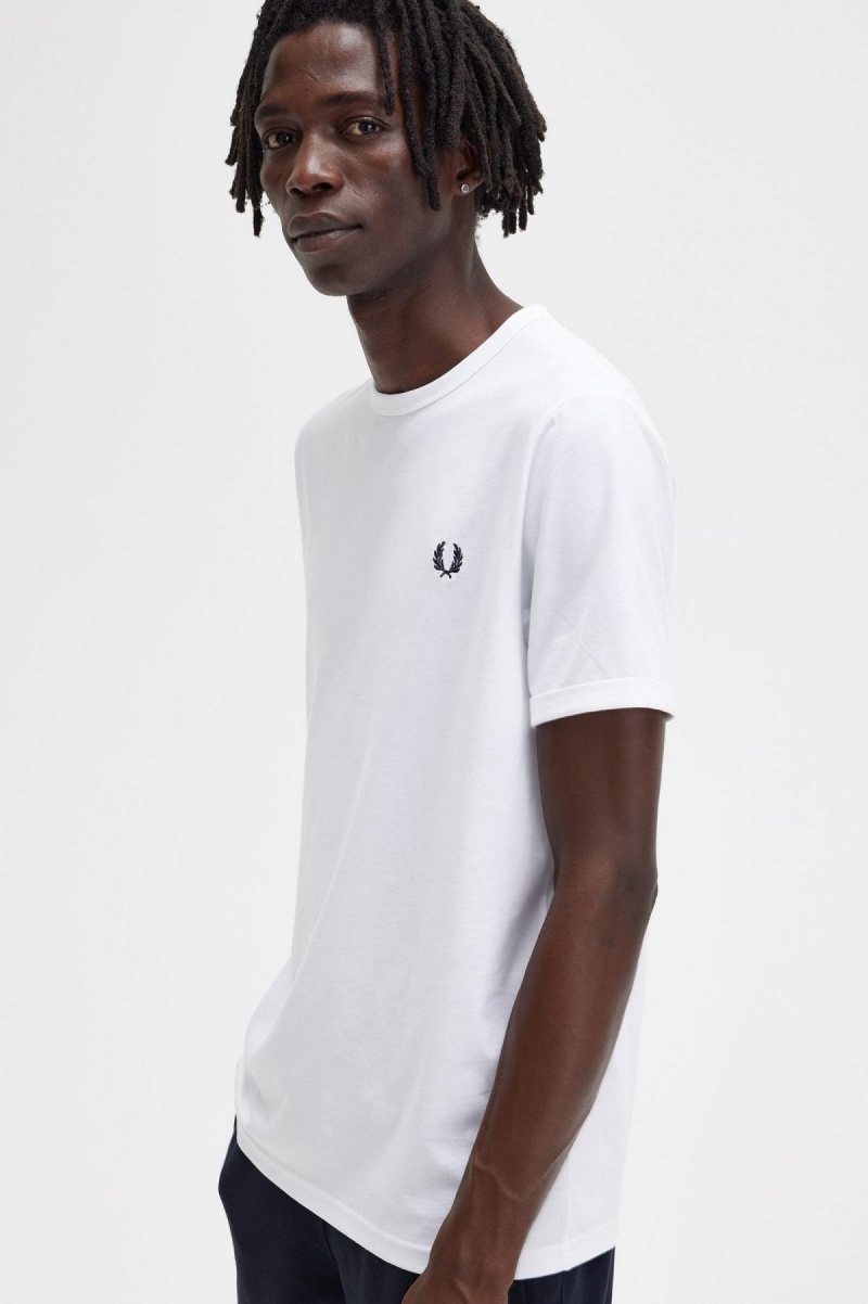Fred Perry Ringer T-shirts Herren Weiß | ACHWC94998
