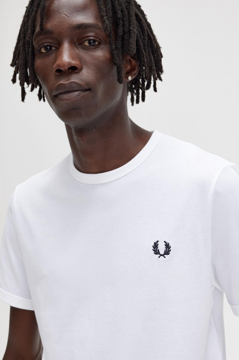 Fred Perry Ringer T-shirts Herren Weiß | ACHWC94998