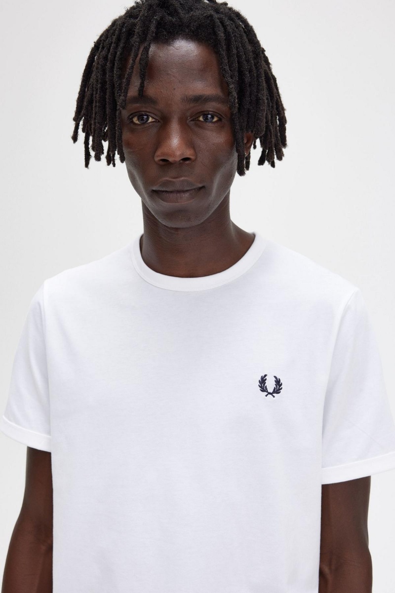 Fred Perry Ringer T-shirts Herren Weiß | ACHWC94998