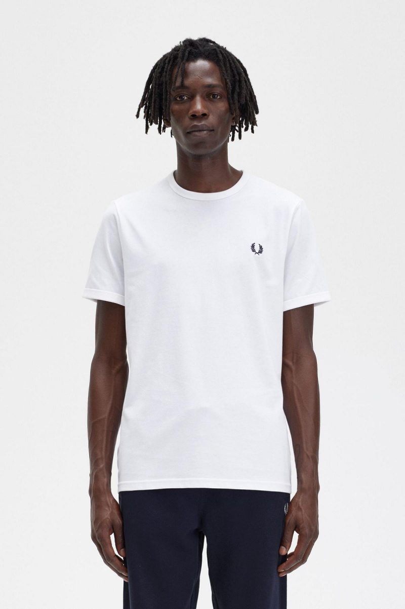 Fred Perry Ringer T-shirts Herren Weiß | ACHWC94998