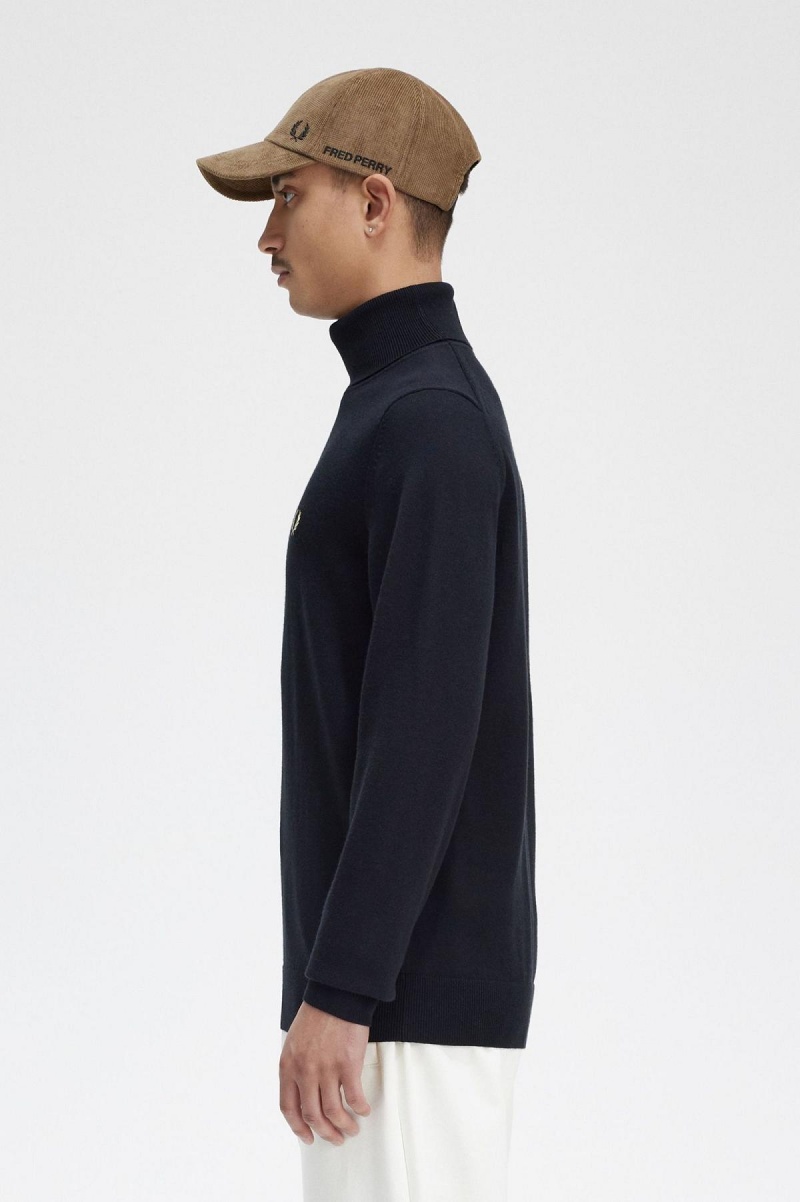 Fred Perry Roll Neck Jumper Strickwaren Herren Schwarz | CHEGJ49650