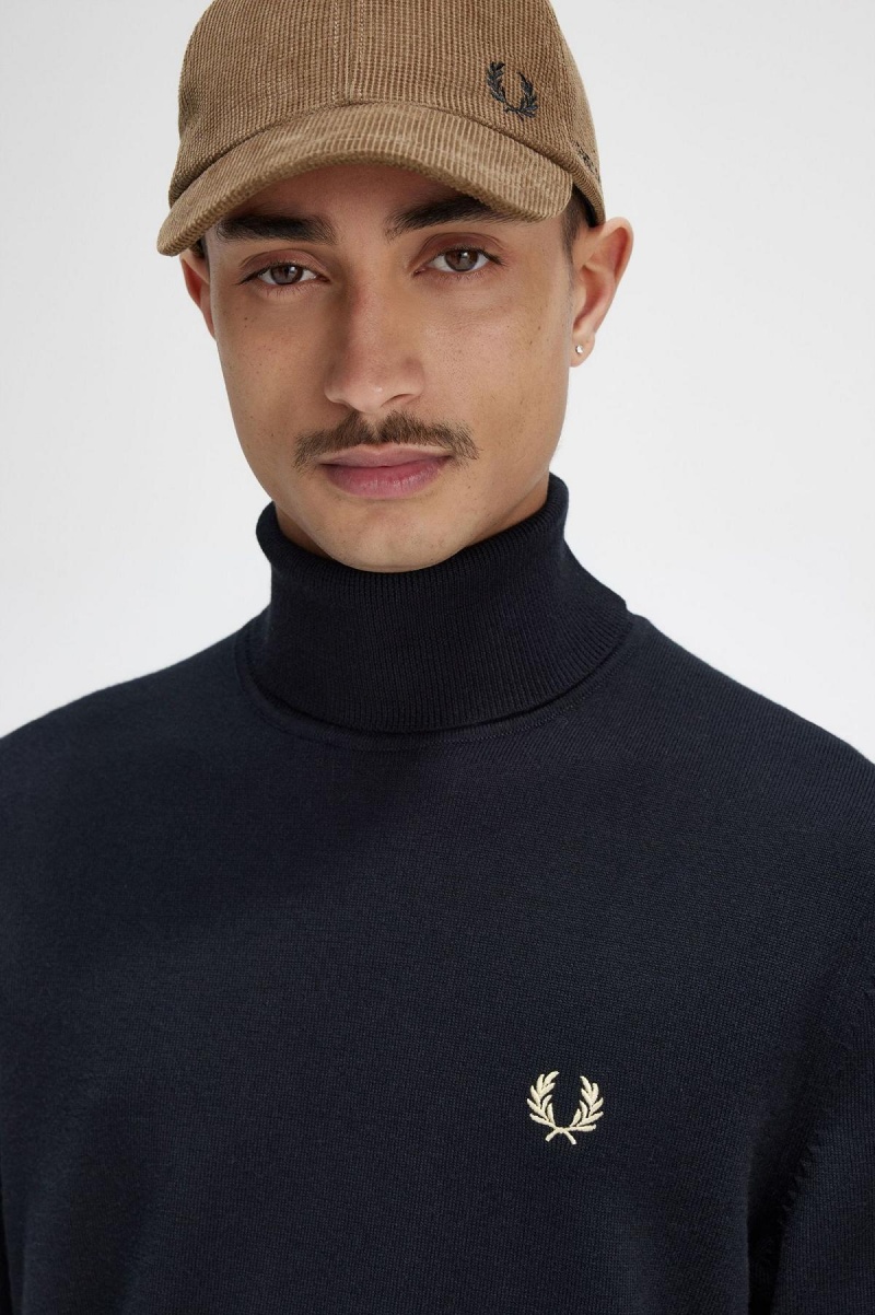Fred Perry Roll Neck Jumper Strickwaren Herren Schwarz | CHEGJ49650