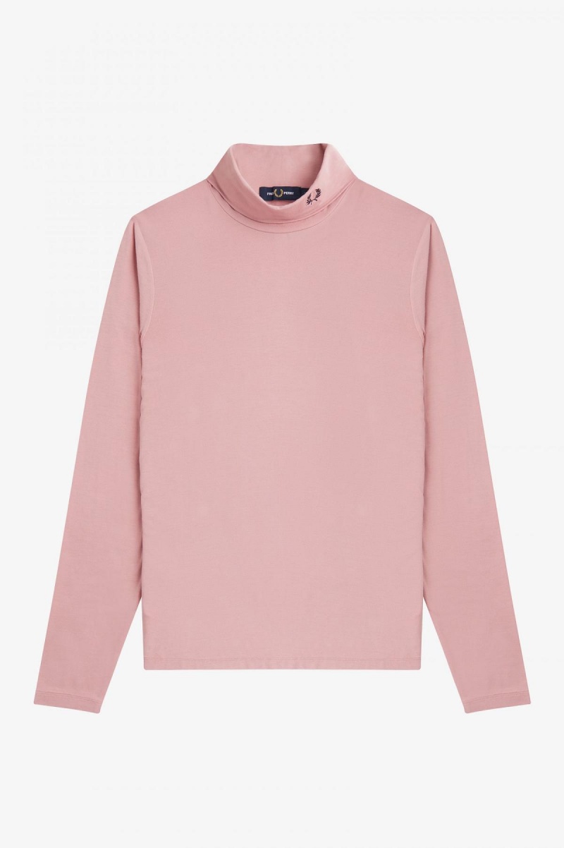 Fred Perry Roll Neck Top T-shirts Damen Rosa Rosa | ZCHMJ21456