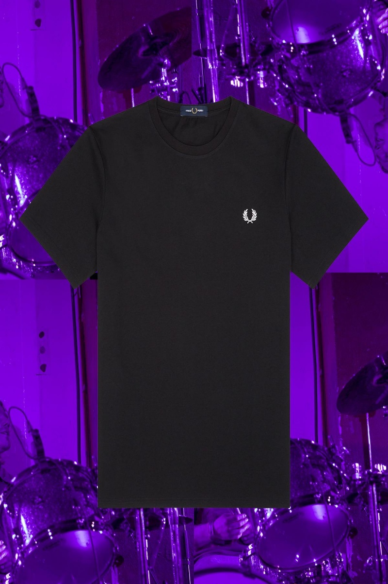 Fred Perry Seoul Ringer T-shirts Herren Schwarz | MCHHR48944