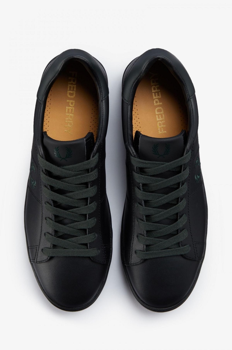 Fred Perry Spencer Schuhe Herren Schwarz Grün | TCHPQ26701