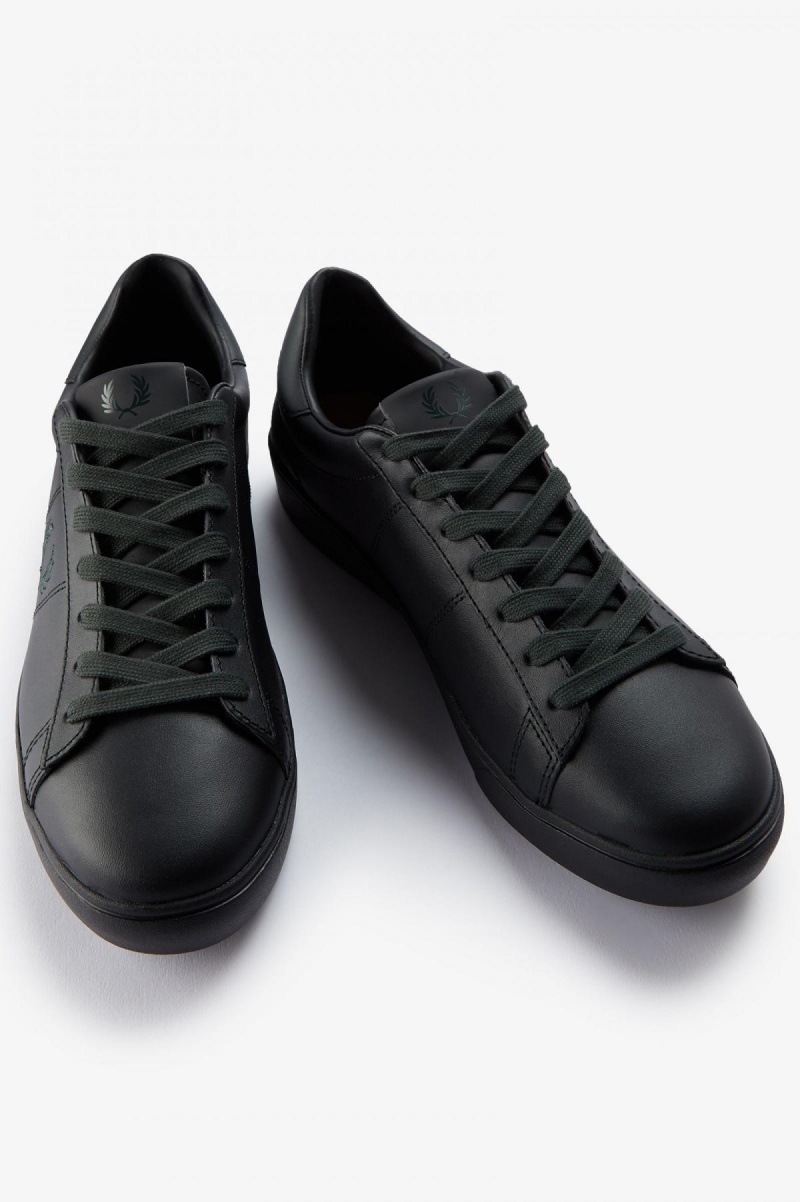 Fred Perry Spencer Schuhe Herren Schwarz Grün | TCHPQ26701