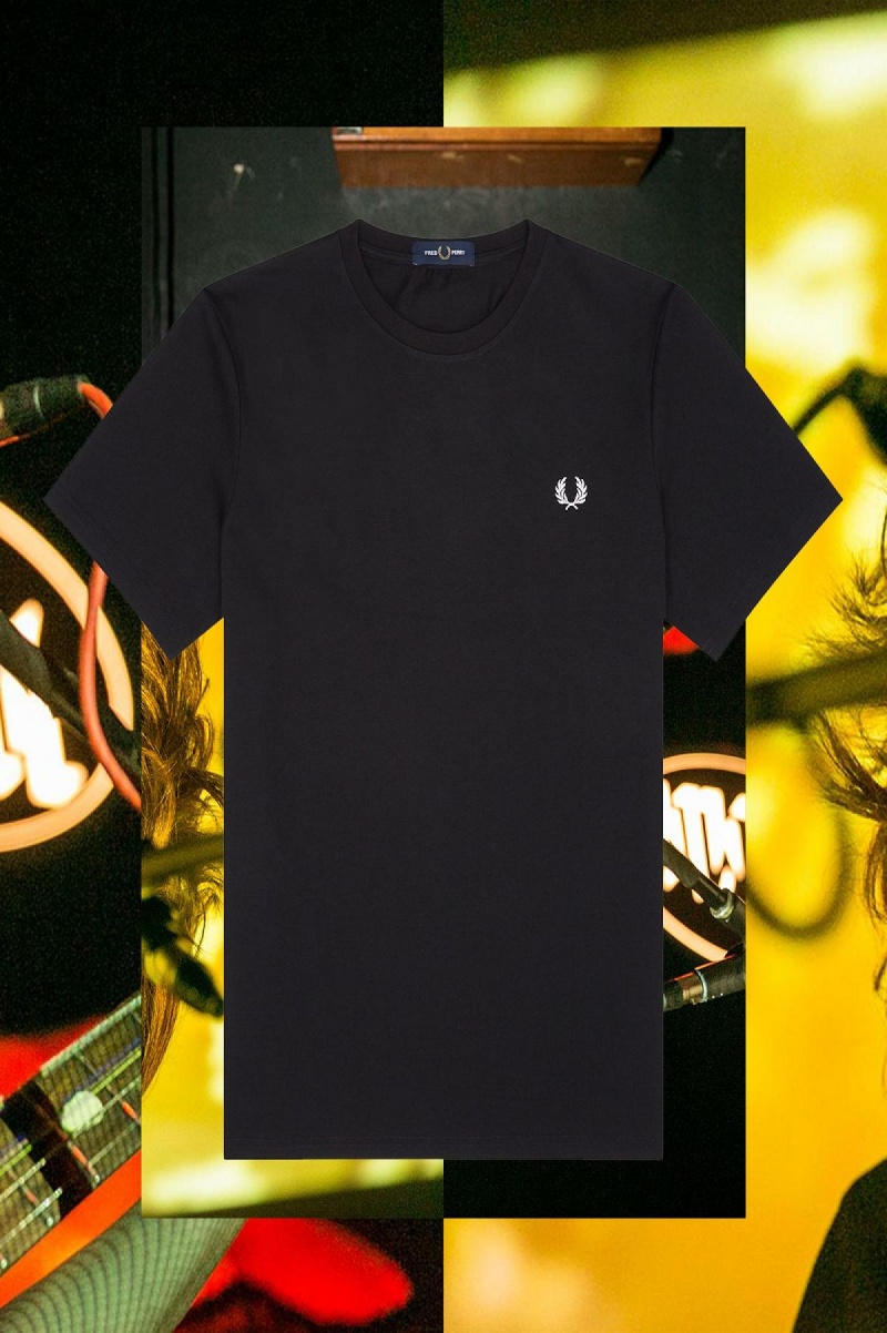 Fred Perry Stockholm Ringer T-shirts Herren Schwarz | CHXMI59198