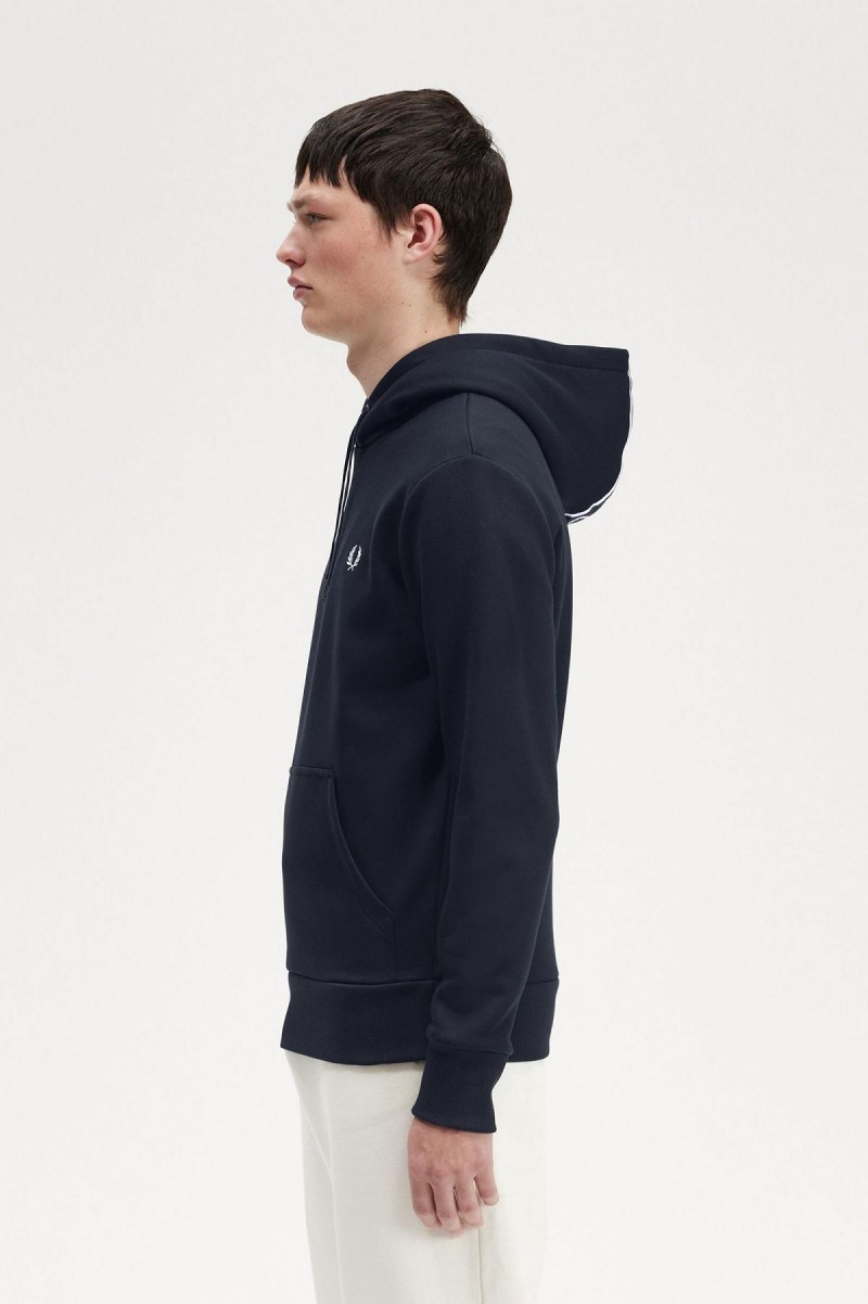 Fred Perry Tape Detail Mit Kapuze Sweatshirts Herren Navy | CHXMI24380