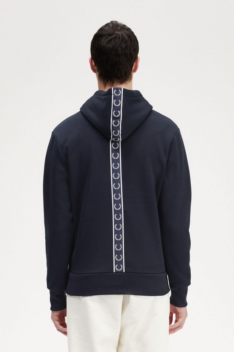 Fred Perry Tape Detail Mit Kapuze Sweatshirts Herren Navy | CHXMI24380
