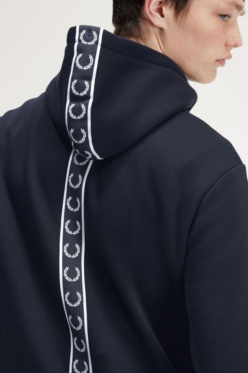 Fred Perry Tape Detail Mit Kapuze Sweatshirts Herren Navy | CHXMI24380