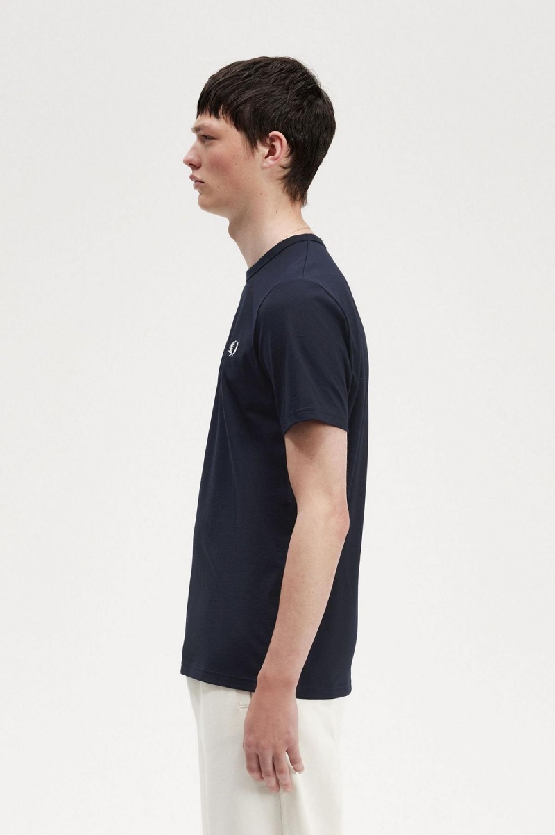 Fred Perry Tape Detail T-shirts Herren Navy | ZCHNQ31982