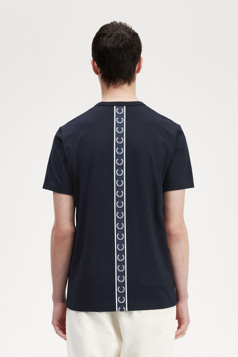 Fred Perry Tape Detail T-shirts Herren Navy | ZCHNQ31982