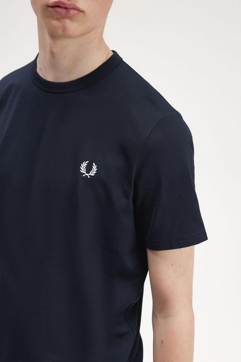 Fred Perry Tape Detail T-shirts Herren Navy | ZCHNQ31982