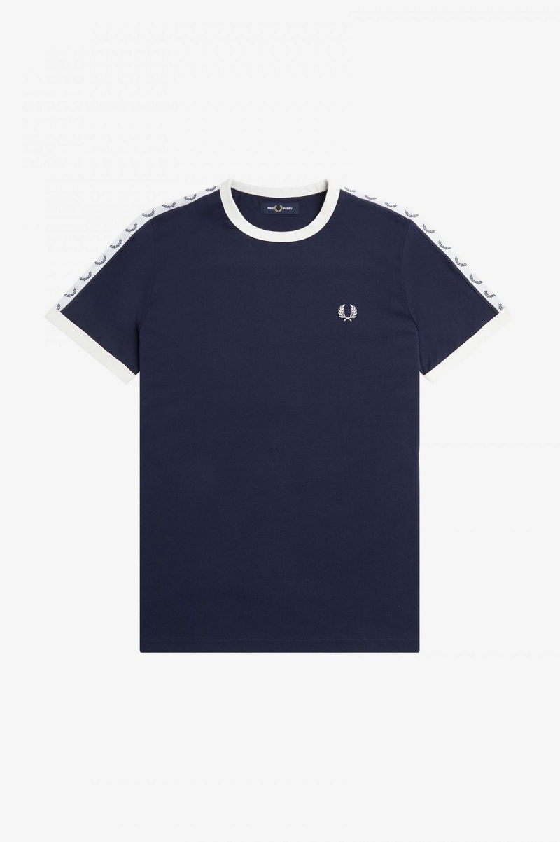Fred Perry Taped Ringer T-shirts Herren Blau | CHEAH43334