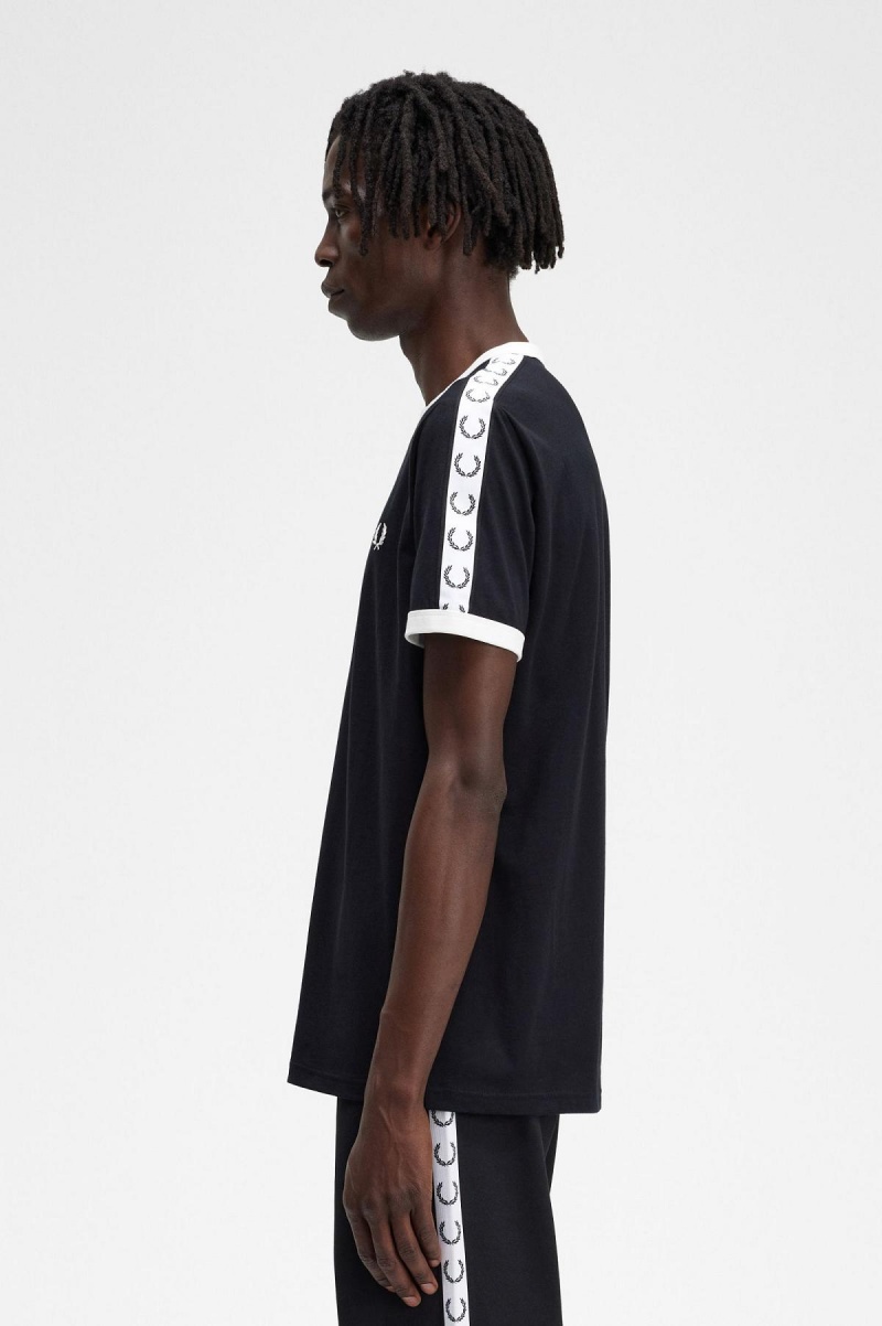 Fred Perry Taped Ringer T-shirts Herren Schwarz | YCHVQ65519