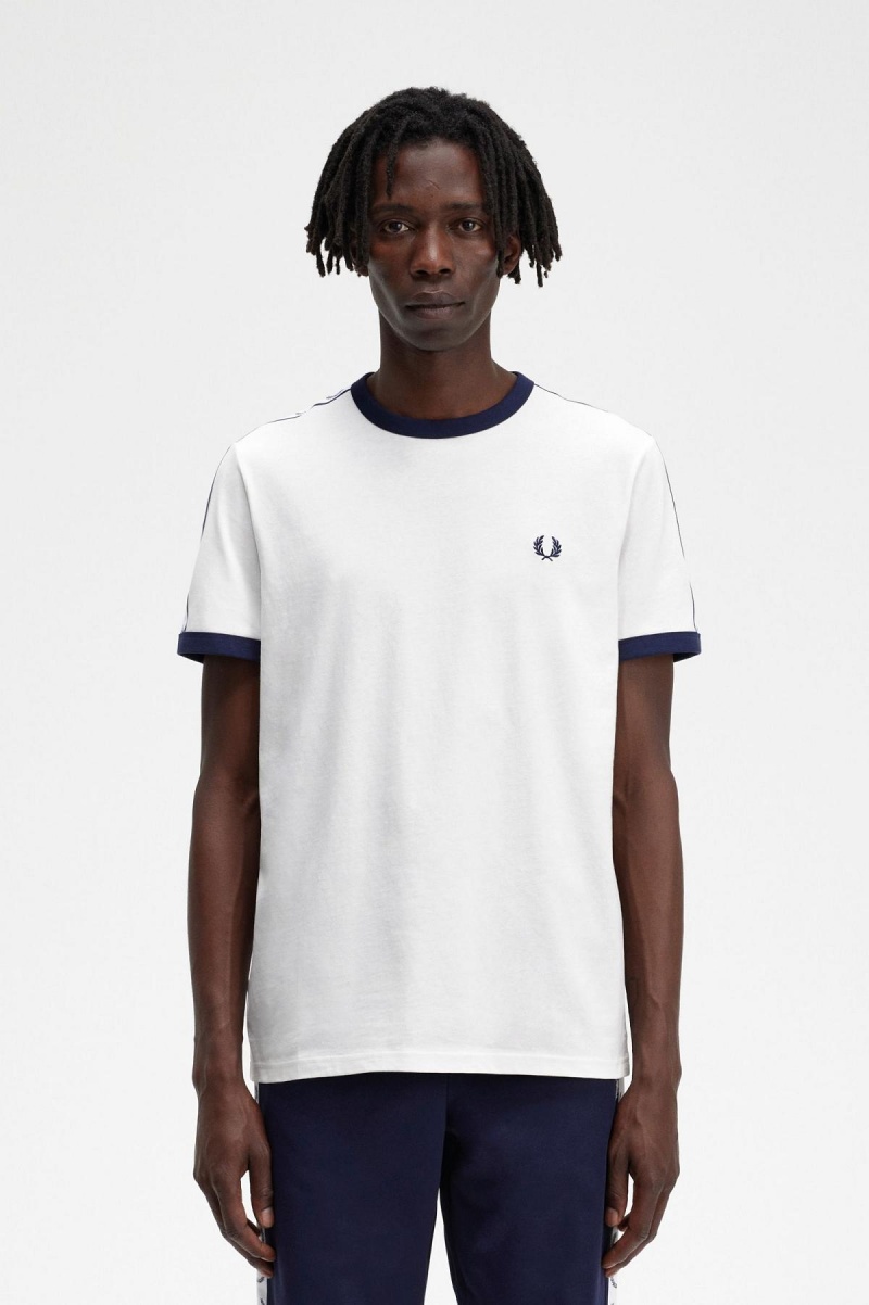 Fred Perry Taped Ringer T-shirts Herren Weiß | YCHVQ19170