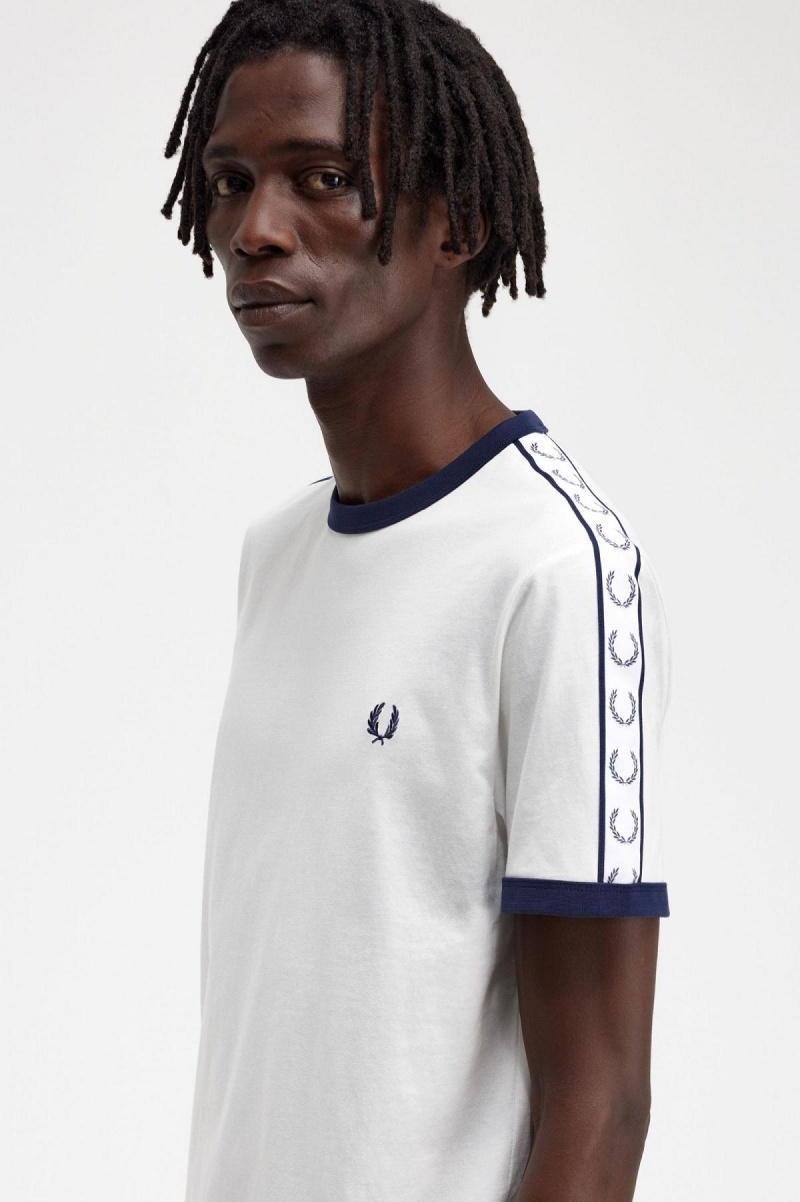 Fred Perry Taped Ringer T-shirts Herren Weiß | YCHVQ19170