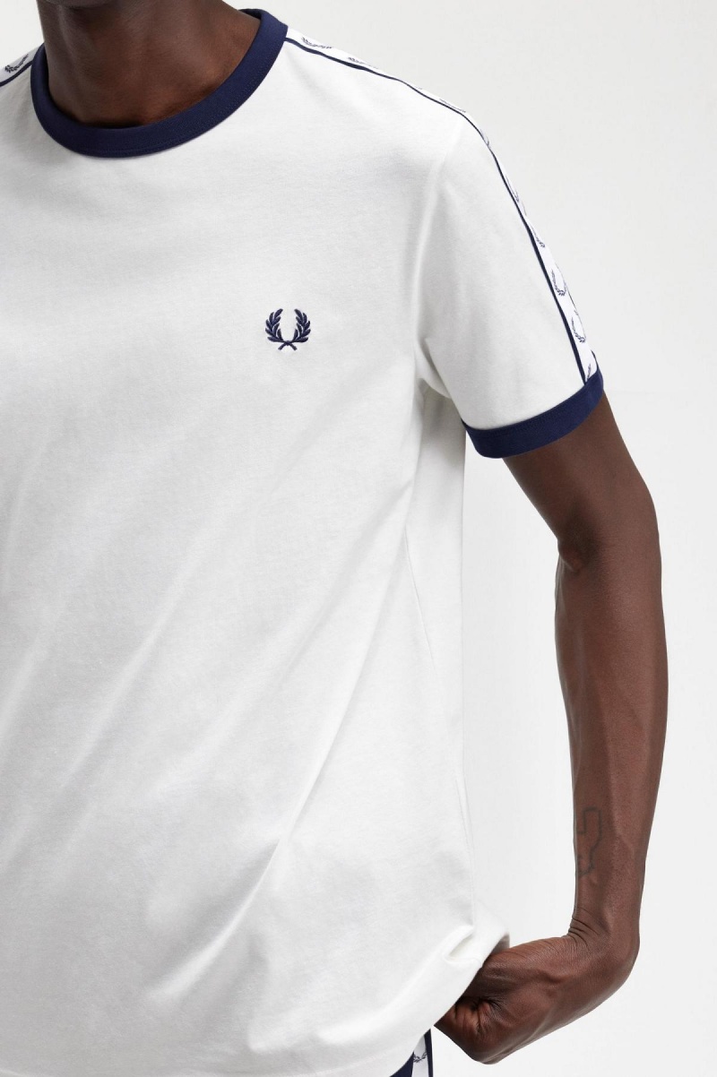Fred Perry Taped Ringer T-shirts Herren Weiß | YCHVQ19170
