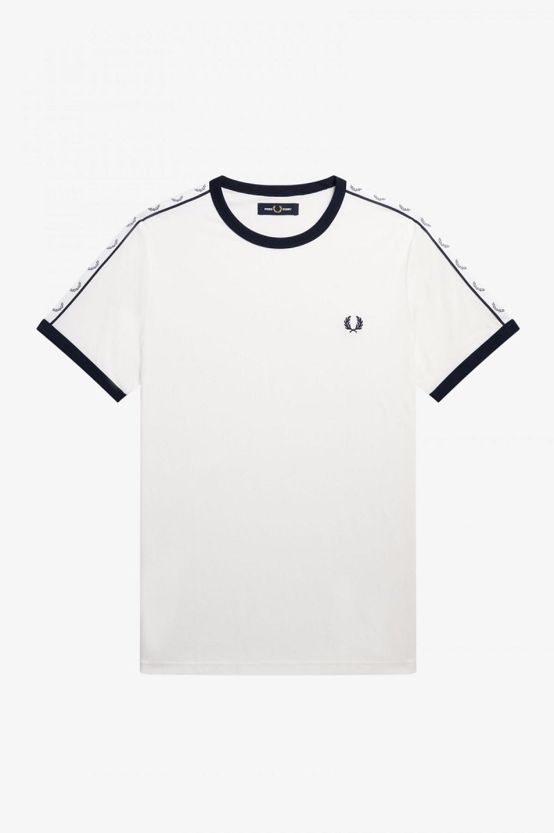 Fred Perry Taped Ringer T-shirts Herren Weiß | YCHVQ19170