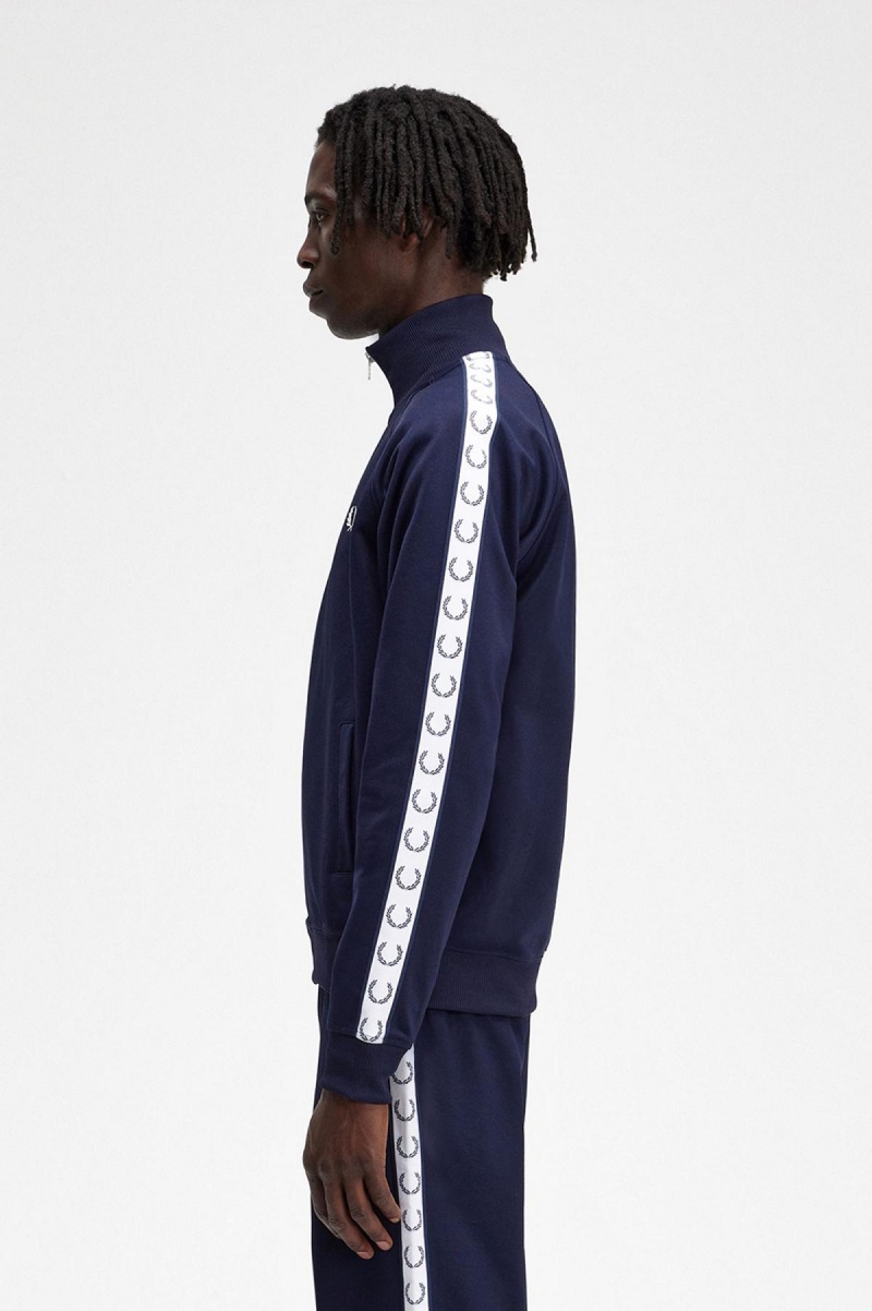 Fred Perry Taped Track Jacket Trainingsanzug Herren Blau | MCHHR58092