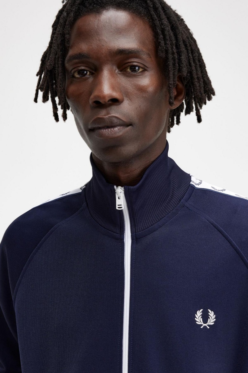 Fred Perry Taped Track Jacket Trainingsanzug Herren Blau | MCHHR58092