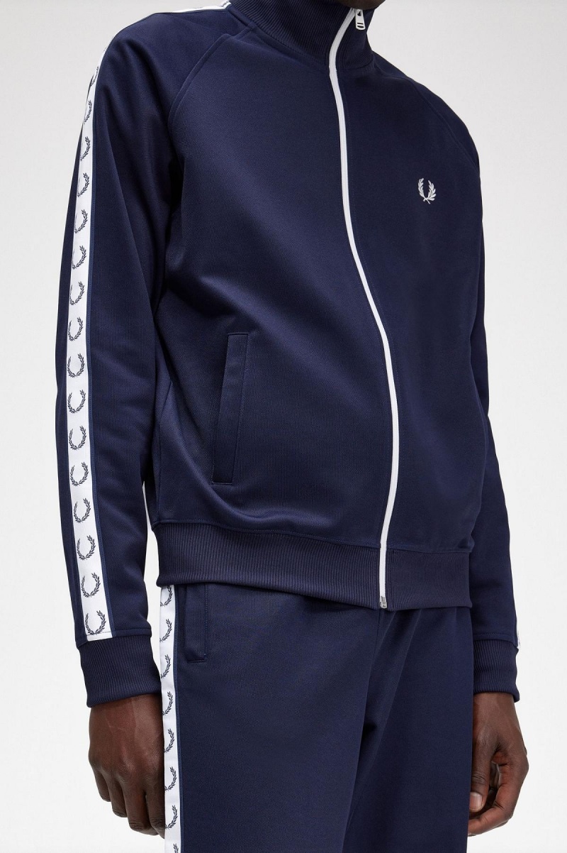 Fred Perry Taped Track Jacket Trainingsanzug Herren Blau | MCHHR58092