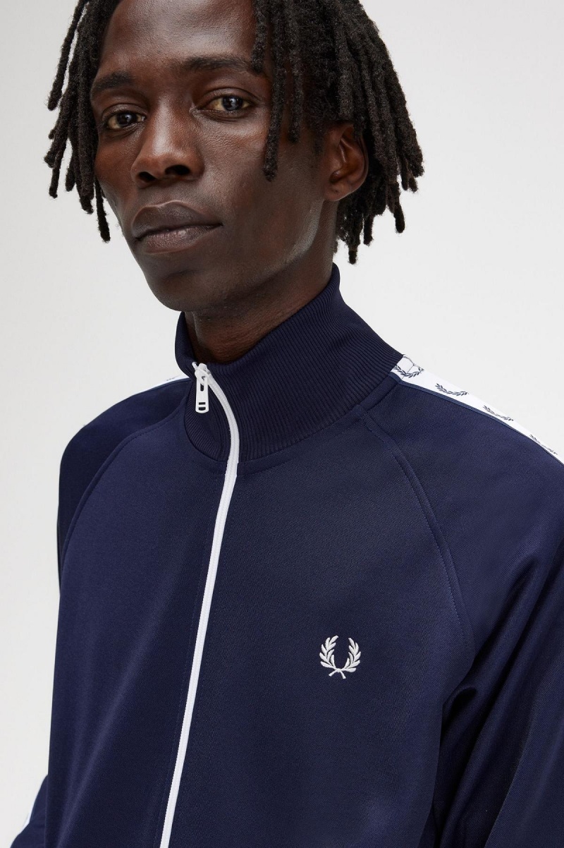 Fred Perry Taped Track Jacket Trainingsanzug Herren Blau | MCHHR58092