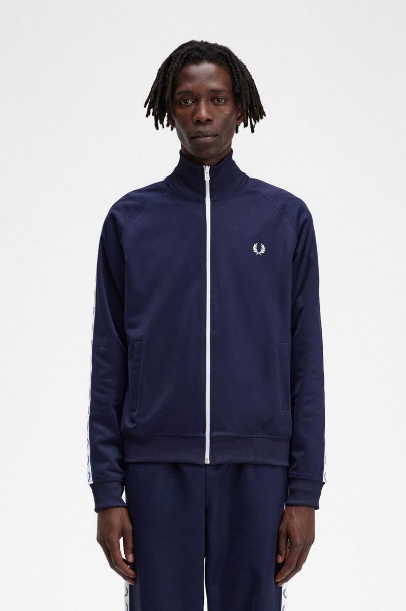 Fred Perry Taped Track Jacket Trainingsanzug Herren Blau | MCHHR58092