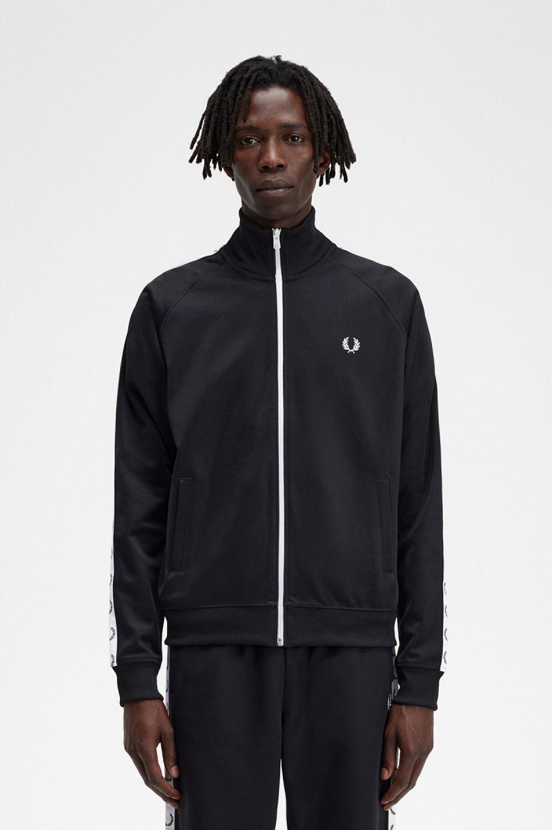 Fred Perry Taped Track Jacket Trainingsanzug Herren Schwarz | DCHVO54394