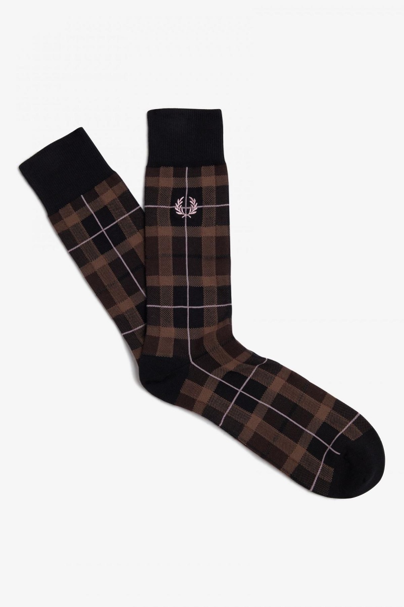 Fred Perry Tartan Socken Accessories Dunkelrosa | GCHUC41724