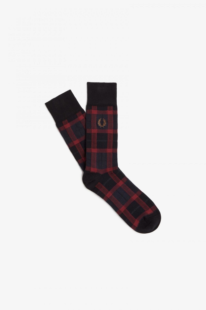 Fred Perry Tartan Socken Accessories Oxblood / Shaded Stone | DCHKV88500