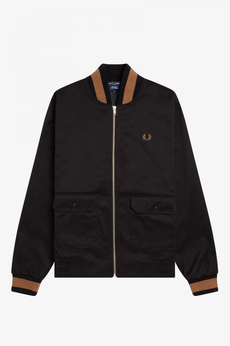 Fred Perry Tennis Bomber Mäntel Herren Schwarz | CHJBT91828